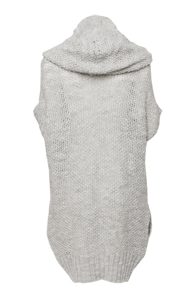 NORDENFELDT Abbie, knitted cardigan vest with hood in light grey, 100% Wool