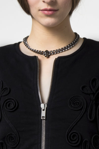 NORDENFELDT Chunky necklace, short metal necklace with ring charm in silver, worn by Tarja Turunen