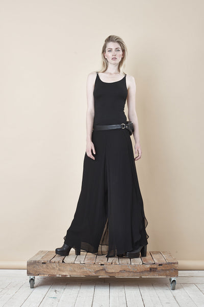 NORDENFELDT Marla, extra wide culottes trousers in black made of chiffon