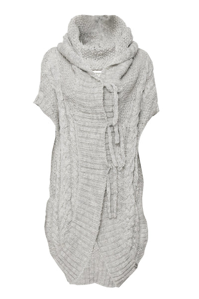 NORDENFELDT Abbie, knitted cardigan vest with hood in light grey, 100% Wool