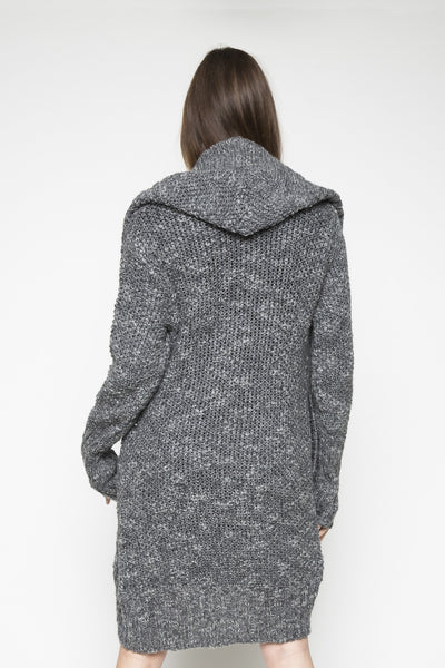 NORDENFELDT Abeline, knitted cardigan with hood in dark grey, 100% Wool