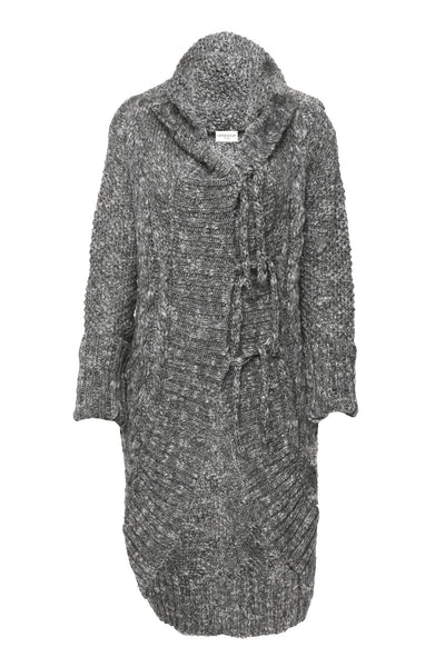 NORDENFELDT Abeline, knitted cardigan with hood in dark grey, 100% Wool