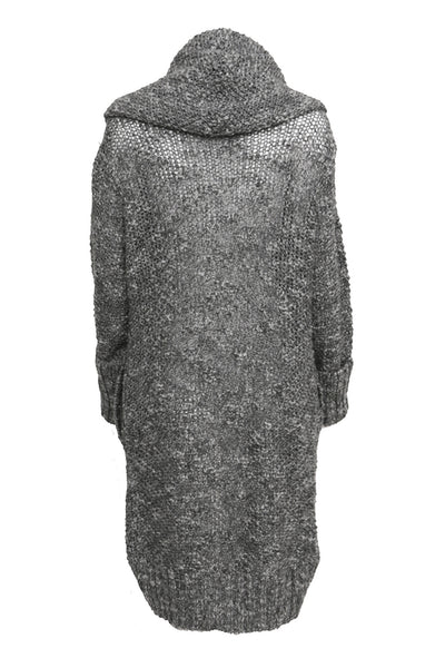 NORDENFELDT Abeline, knitted cardigan with hood in dark grey, 100% Wool