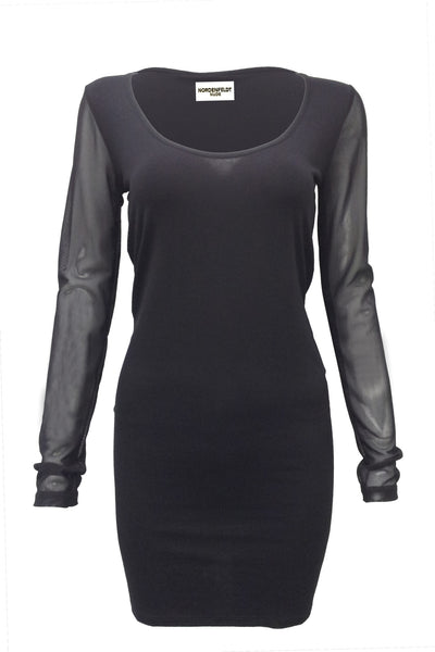 NORDENFELDT Moon Net, Dress with fabric mix and long sleeves made of transparent net fabric 