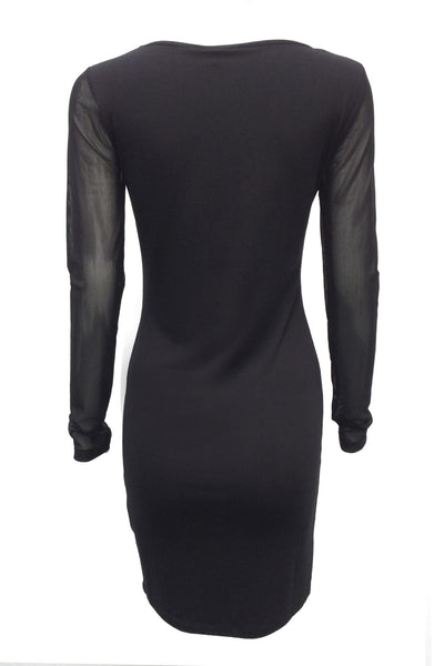 NORDENFELDT Moon Net, Dress with fabric mix and long sleeves made of transparent net fabric