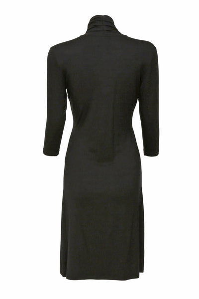 NORDENFELDT Sienna, dress with crossed-over part at the front and 3/4 sleeves in black