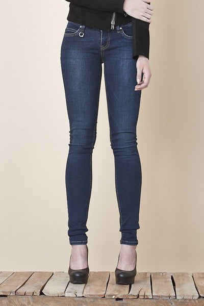 NORDENFELDT Nude London Crown, skinny jeans in dark blue with light washed effect, slim fit, power stretch denim