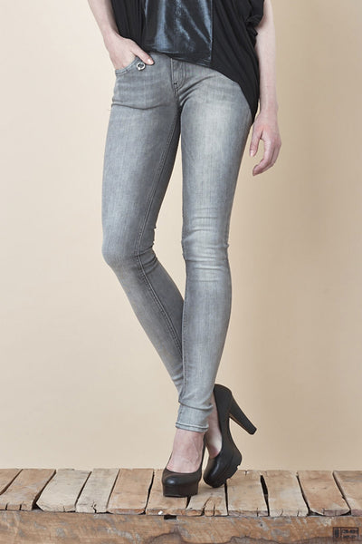 NORDENFELDT Nude London Forever Grey, skinny jeans in grey with light washed effect, slim fit, power stretch denim