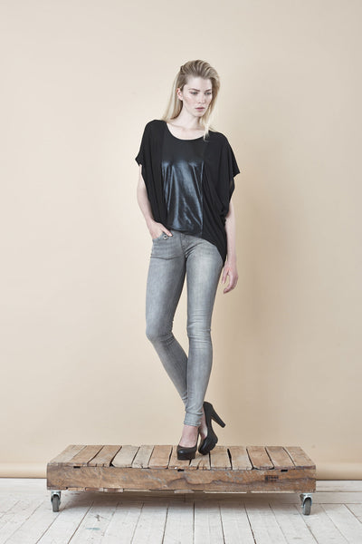 NORDENFELDT Nude London Forever Grey, skinny jeans in grey with light washed effect, slim fit, power stretch denim