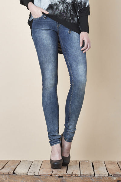 NORDENFELDT Nude London Skydiver, skinny jeans in blue with light washed effect, slim fit, power stretch denim