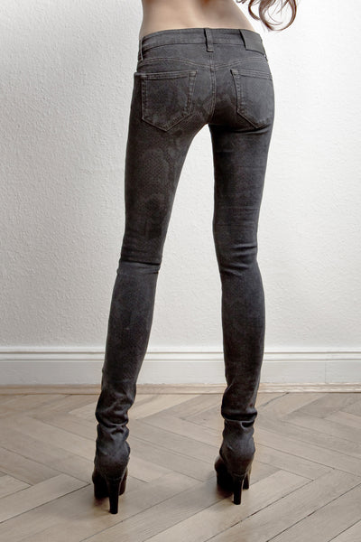 NORDENFELDT London Black Python, Skinny jeans in black with light python print, slim fit, made of power stretch denim