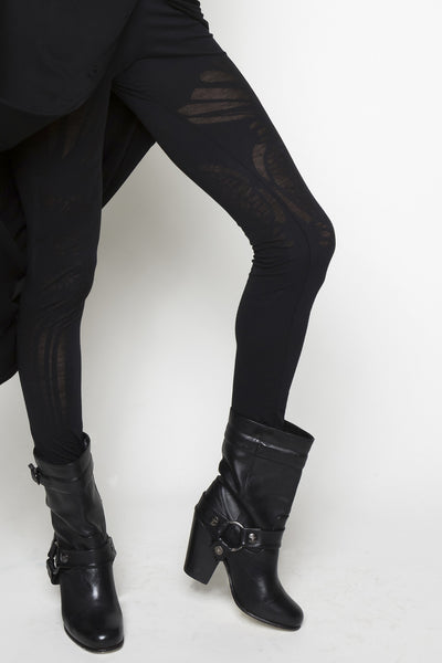 NORDENFELDT Elina Mask, leggings in black with burned out pattern and comfort waistband, worn by Tarja Turunen