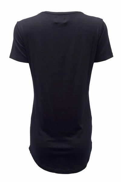NORDENFELDT Nude Logo-top June, T-shirt in black with NORDENFELDT Logo print at front part and signature metal-ring, worn by Tarja Turunen