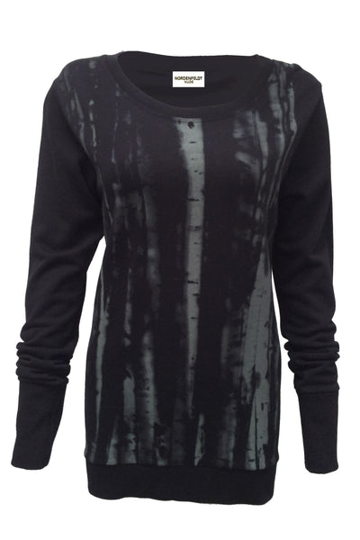 NORDENFELDT Nude Ina Birch, light sweater in black with birch print at front part, long sleeves with cuffs