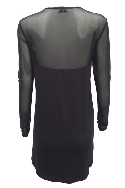 NORDENFELDT Nude Britt, top in black with fabric mix and long sleeves made of transparent net fabric