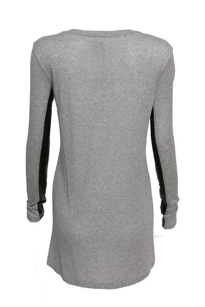 NORDENFELDT Nude Isabella frost, top in grey with fabric mix at front part and long sleeves, with black shiny and dark grey inserts, worn by Tarja Turunen
