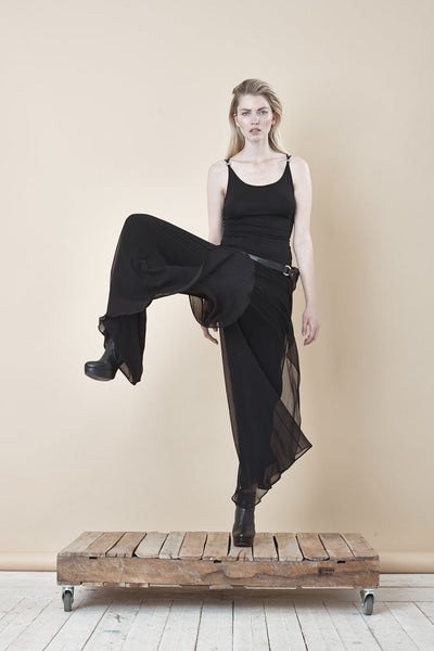 NORDENFELDT Marla, extra wide culottes trousers in black made of chiffon